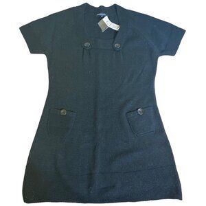 Bianco & Blu Womens Black Sweater Dress L Wool/Acrylic Blend Made In Italy Short
